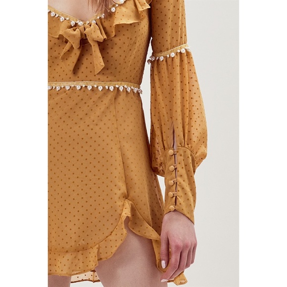 For Love & Lemons Marquee Mini Dress Mustard M NWT - Picture 14 of 16